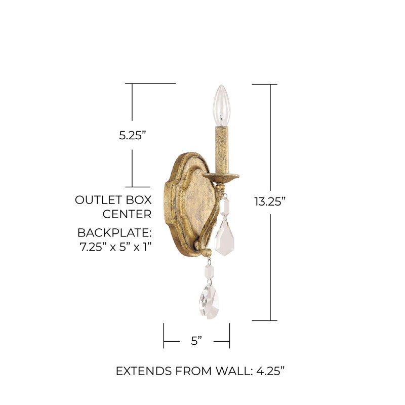 Alistaire Candle Wall Light, Antique Gold