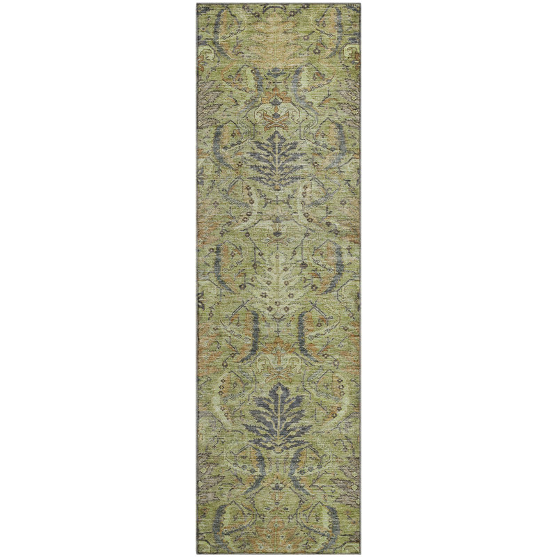 Premium Machine Washable Dahl AMF1082 Damask Rug, Runner 2'3" x 7'6"