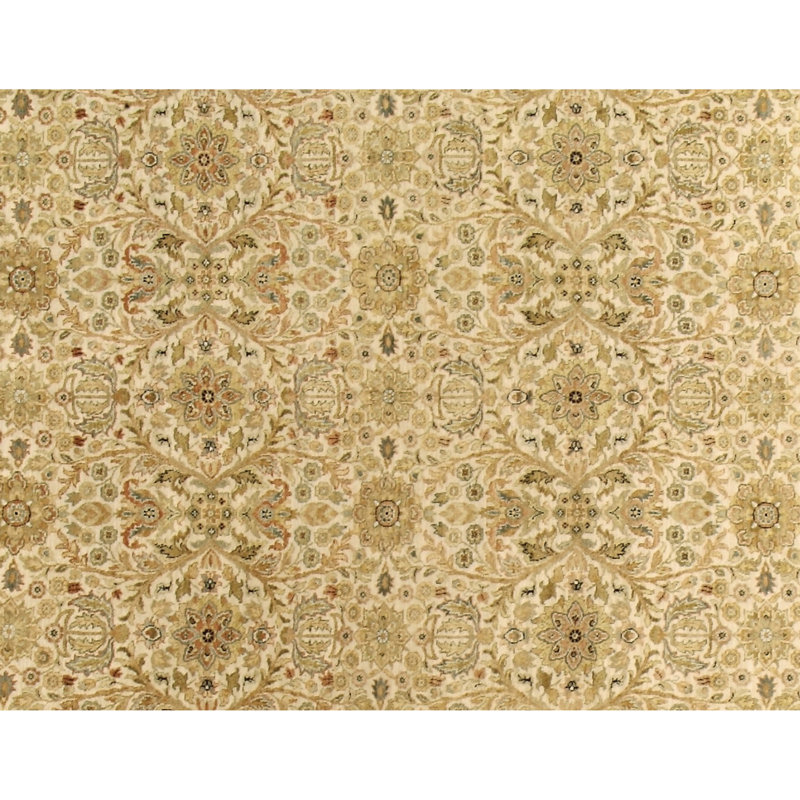 Hand Knotted Wool Oriental Area Rug in Beige/Black/Ivory, Rectangle 12' x 18'