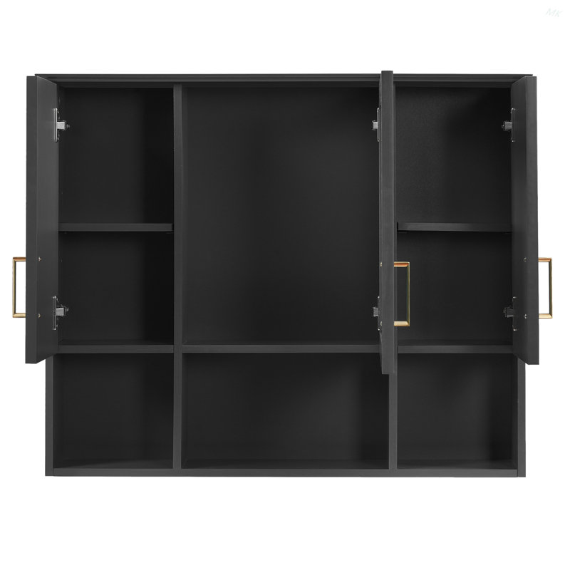 Armoire à pharmacie murale 35 po 2 en 1 avec tablettes réglables et portes à fermeture douce, miroir haute définition avec rangement pour meuble-lavabo de salle de bain