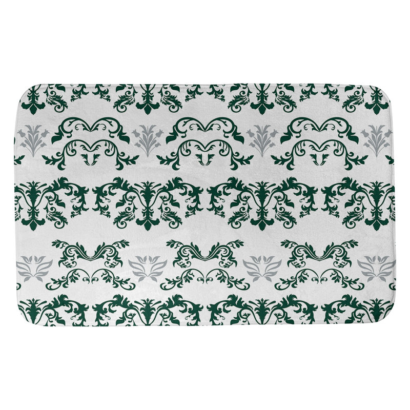 Tapis pour salle de bain New York Football Baroque, l 17 po x L 24 po, Vert forêt / blanc / gris