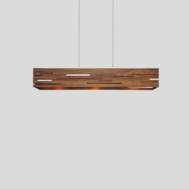 Aeris Linear LED Pendant - 2700K, Brushed Aluminum, Walnut, 7.5" H x 54" W x 5" D
