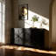 Armoire avec 4 portes et 4 tablettes ouvertes - Armoire de rangement autoportante (noir / brun)-121413037