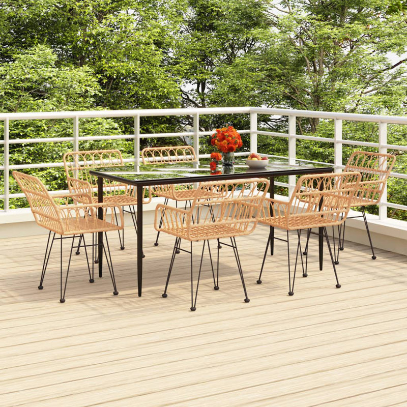 Ensemble repas d'extérieur Anayjah, L 63 po x l 31,5 po x H 29,1 po, Brun, 6
