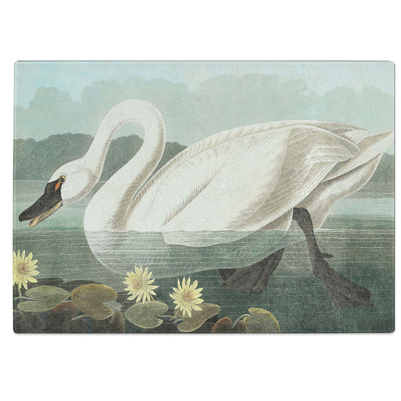 Tempered Glass American Swan Chopping Board, 39 cm W x 28.5 cm L