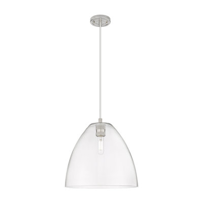 Downtown Urban - Crown Point - Luminaire suspendu à cordon 1 lumière 12 po Bristol - Finition nickel satiné - Abat-jour granuleux