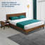 Ensemble de chambre à coucher 2 pièces - Structure de lit plateforme en bois massif avec table de chevet assortie, style Mid-Century moderne, finition noyer, capacité de 800 lb, aucun sommier nécessaire-91715927-91715925