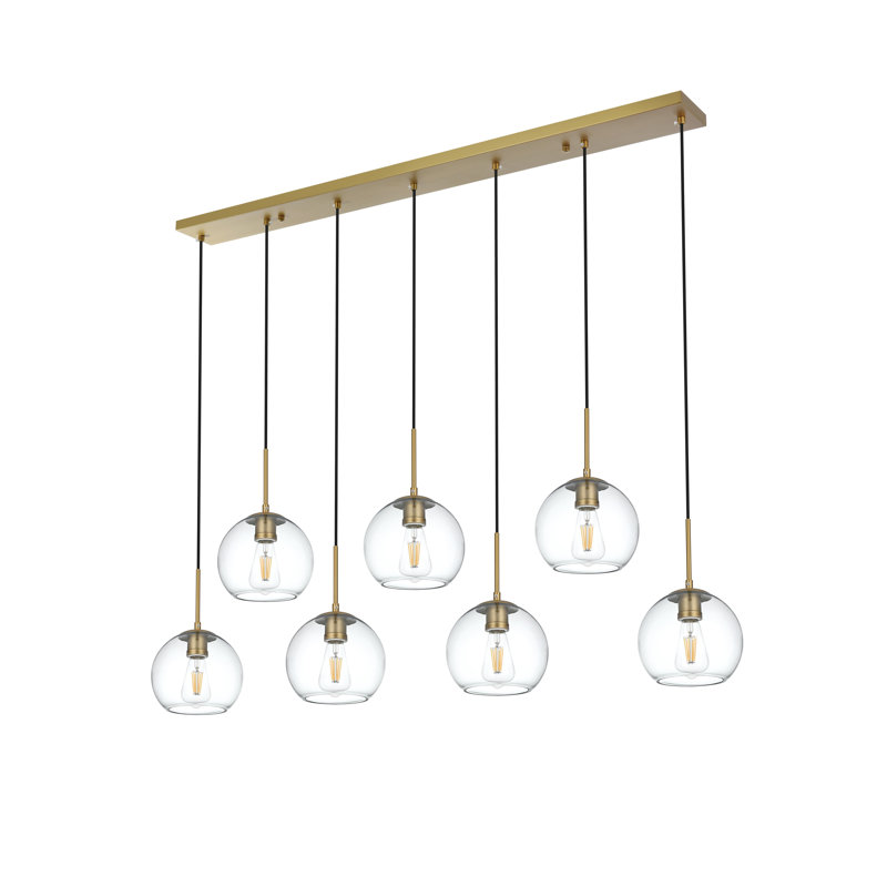 54 Inch Pendant Clear Shade, Satin Gold