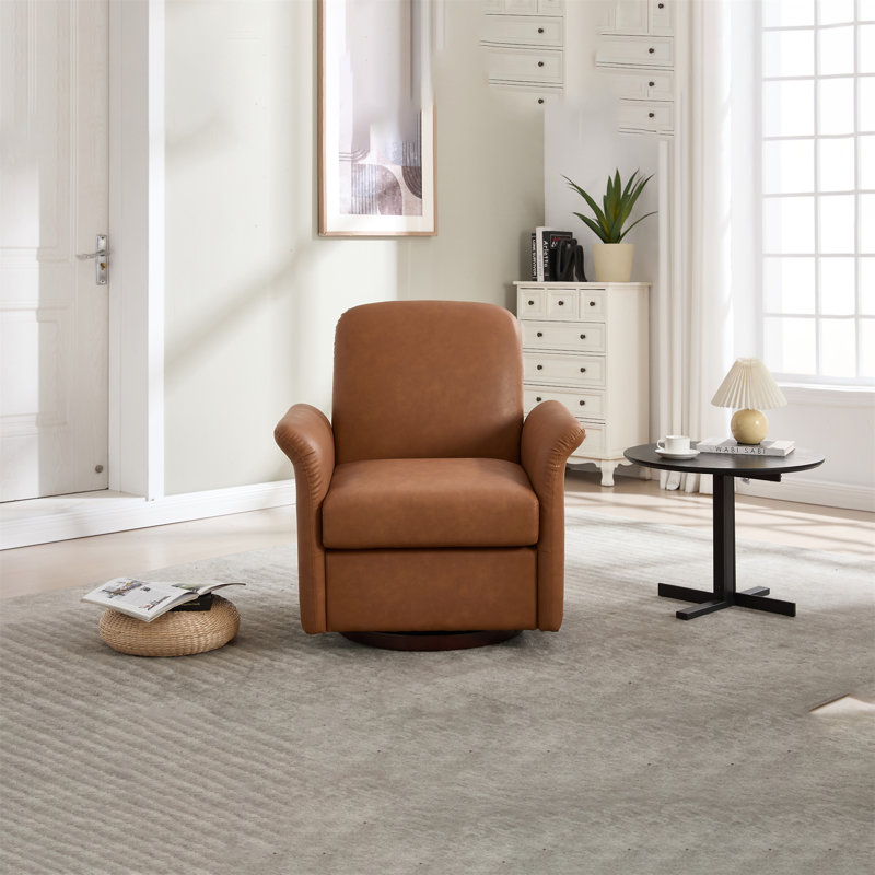 Fauteuil pivotant moderne en rotin à 360 ° avec base en bois massif