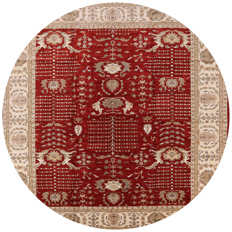 Tapis oriental beige / rouge Janig, Rond 5 pi