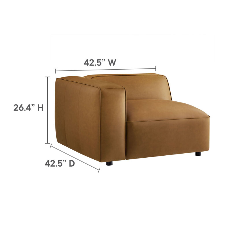 Auren Camel Faux Leather Six-Piece Modular Sofa with Wood Frame