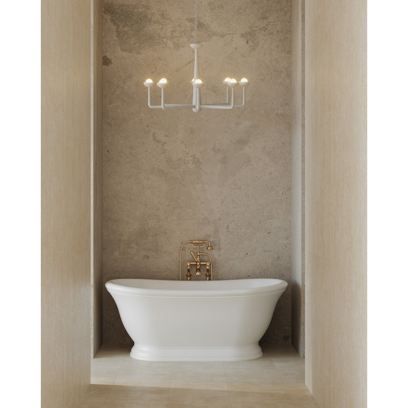 Spade 30-in Antique White dimmable LED Chandelier, White