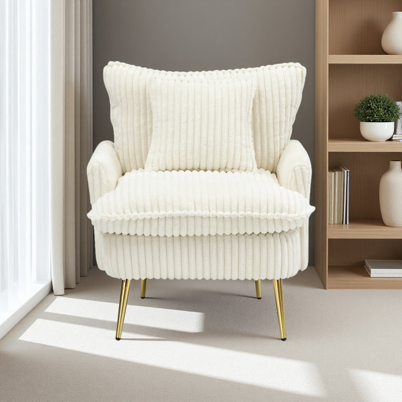 Canapé simple 30,31 pouces, tissu velours côtelé, doux et confortable, Beige