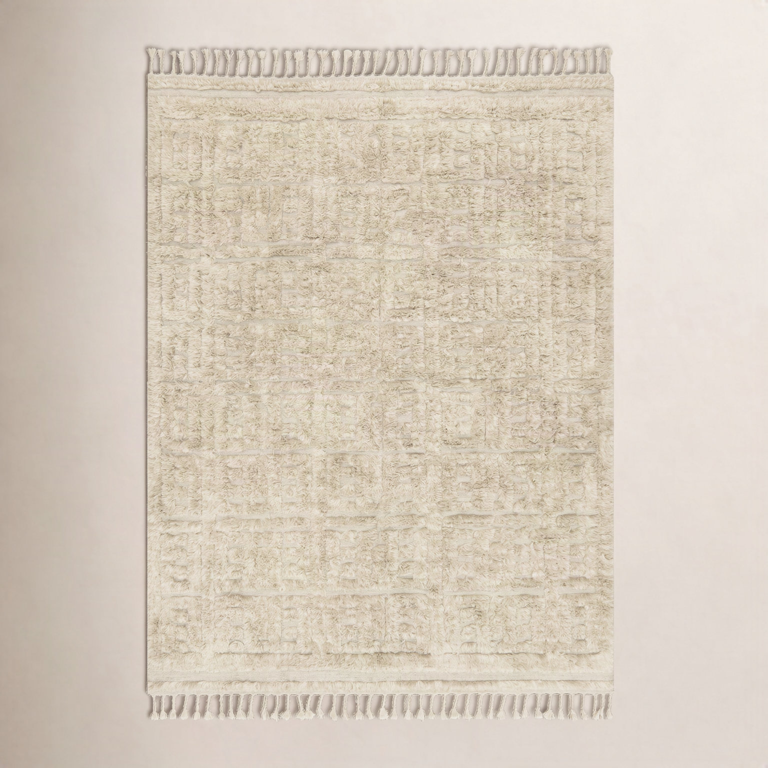 Michaela Beige Hand-Knotted Geometric Rug, Rectangle 8'6" x 11'6"