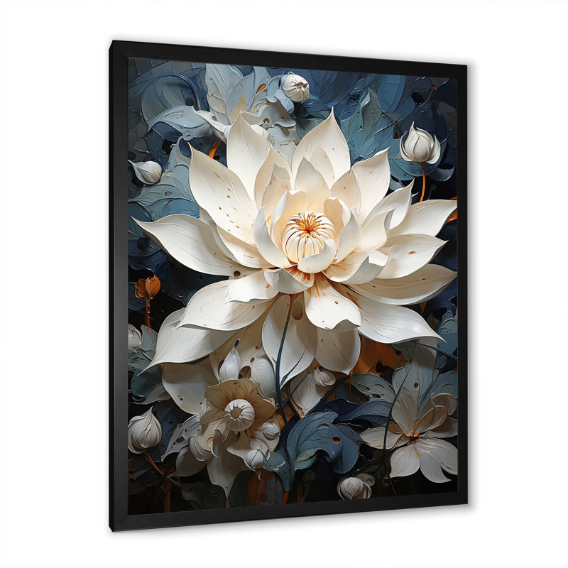 «Serenity Blossum Lotus I» sur toile, H 20 po x l 12 po x P 1 po, Cadre simple noir