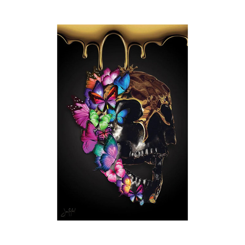 Skullfly by Jan Raphael - Wrapped Canvas Painting, 20.32 cm H x 30.48 cm W