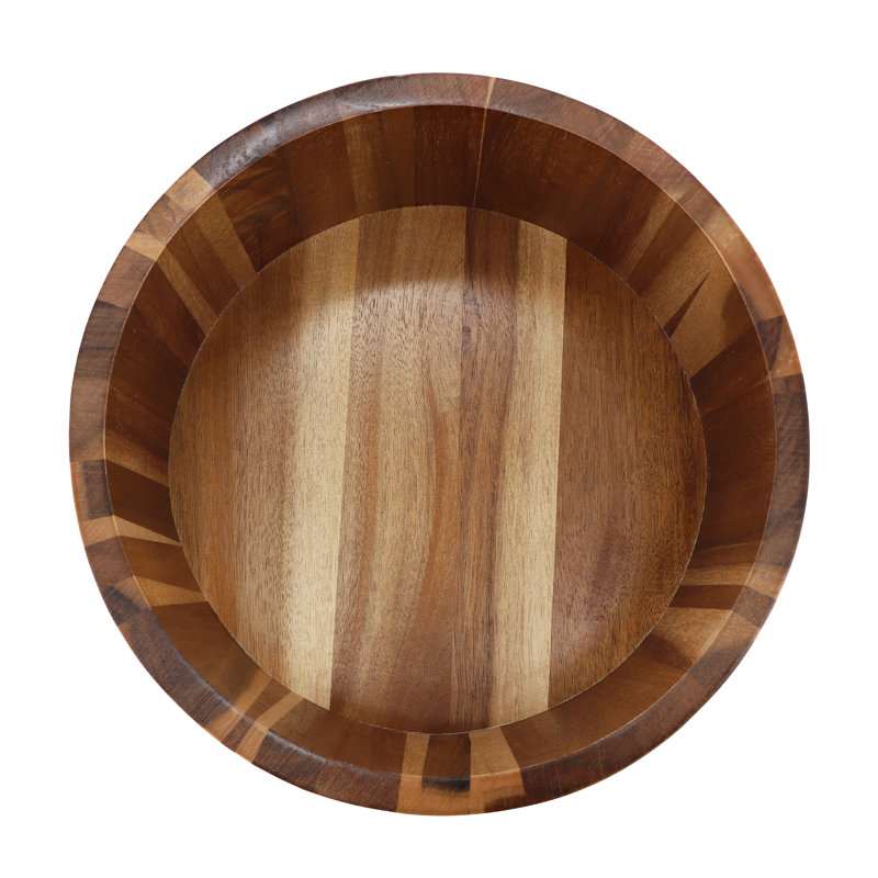 Grand grand bol à salade rond en bois d'acacia de 10,5 pouces