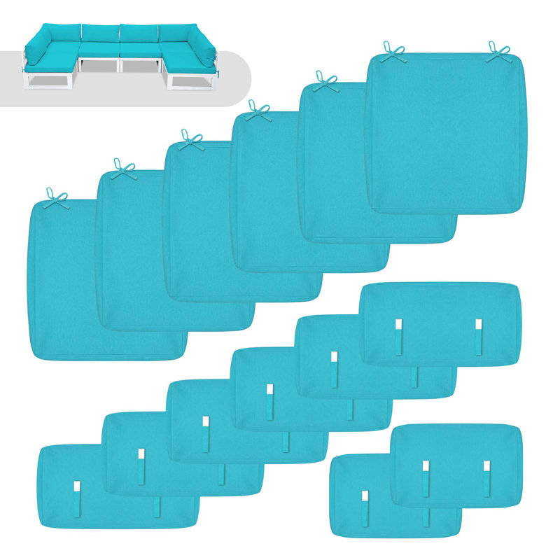 Outdoor 4'' Sectional Cushion Cover, Turquoise