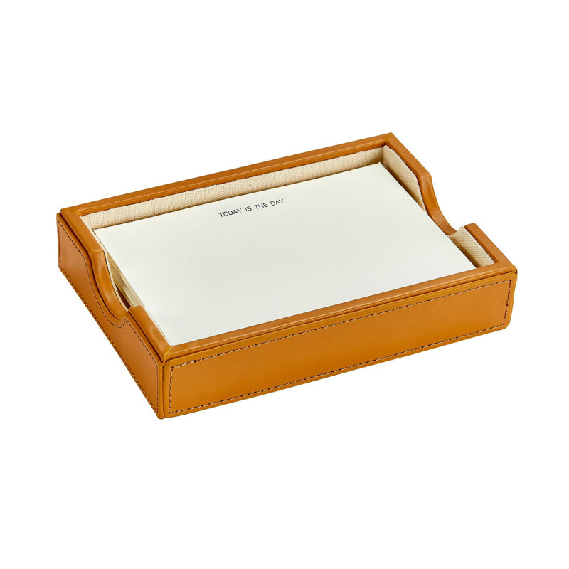 Letterpress Leather Memo Tray, Tan, Today Is The Day