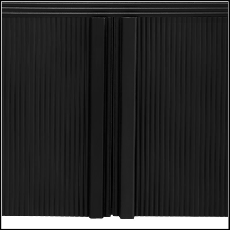Armoire de rangement rayée avec 4 portes, tablettes réglables, design moderne pour le bureau et le salon, Noir
