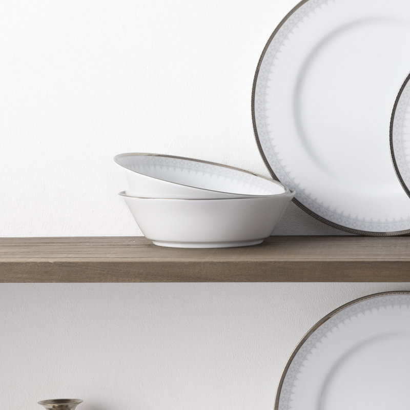Noritake Silver Colonnade Soup Bowls, 7", 20 Oz.