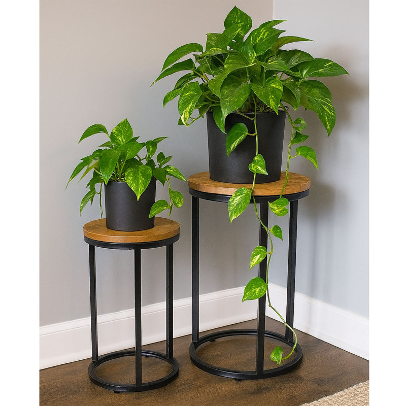 Support pour plante rustique en bois et métal / 2