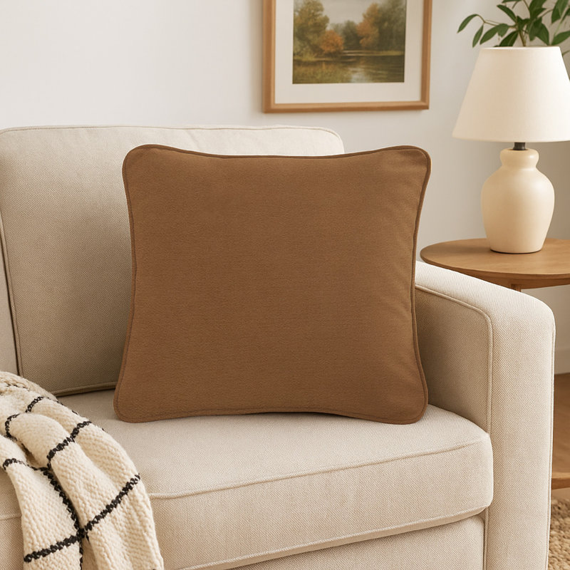 Coussin décoratif Wali, 20 po, polyester, Brun miel