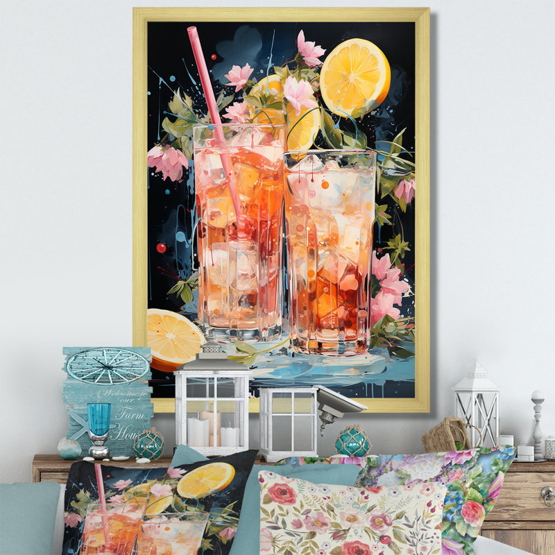 «Lanard Tropical Soda Cocktail IV», reproduction sur toile, H 32 po x l 24 po x P 1 po, Encadrement doré