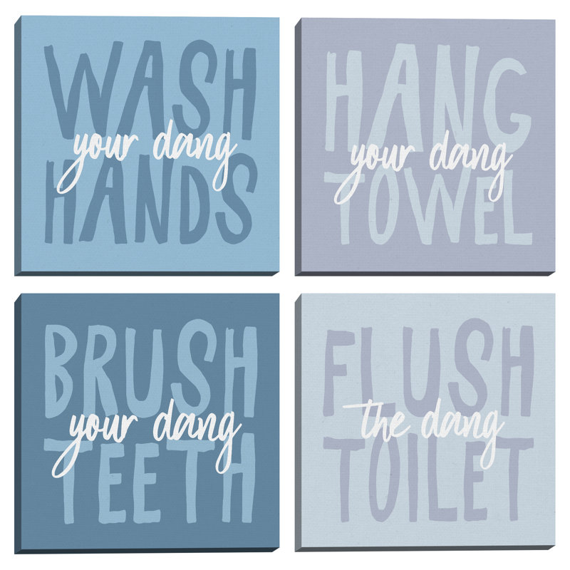 " Bathroom Advice I, Bathroom Advice II, Bathroom Advice III, Bathroom Advice IV " by Wild Apple Portfolio 4 - Pieces
