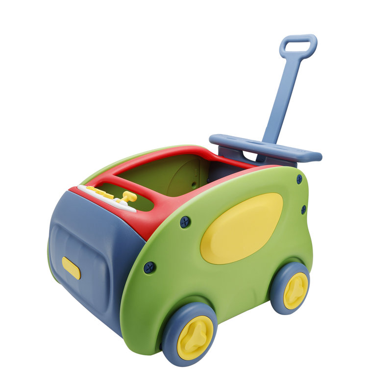 Green and Yellow Plastic Push Pull Ride-On Car