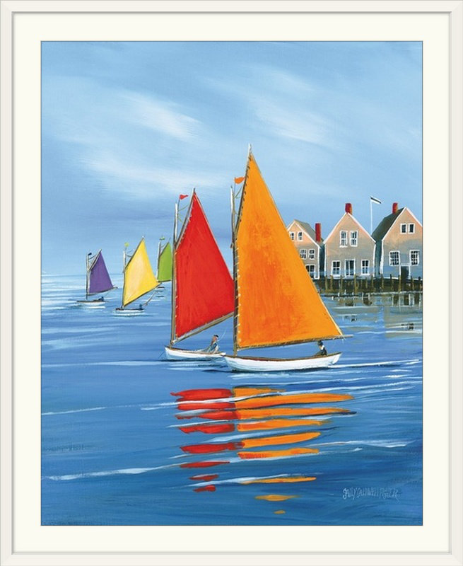 Sally Caldwell Fisher " Mariner " by Sally Caldwell Fisher, White Frame, 38" H x 32" W x 1" D