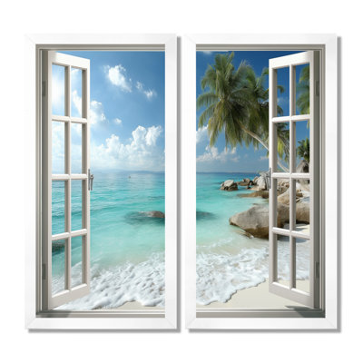 «Open Window Beach Views In Mexico - Coastal Windows», reproduction d'art sur toile 2 pièces