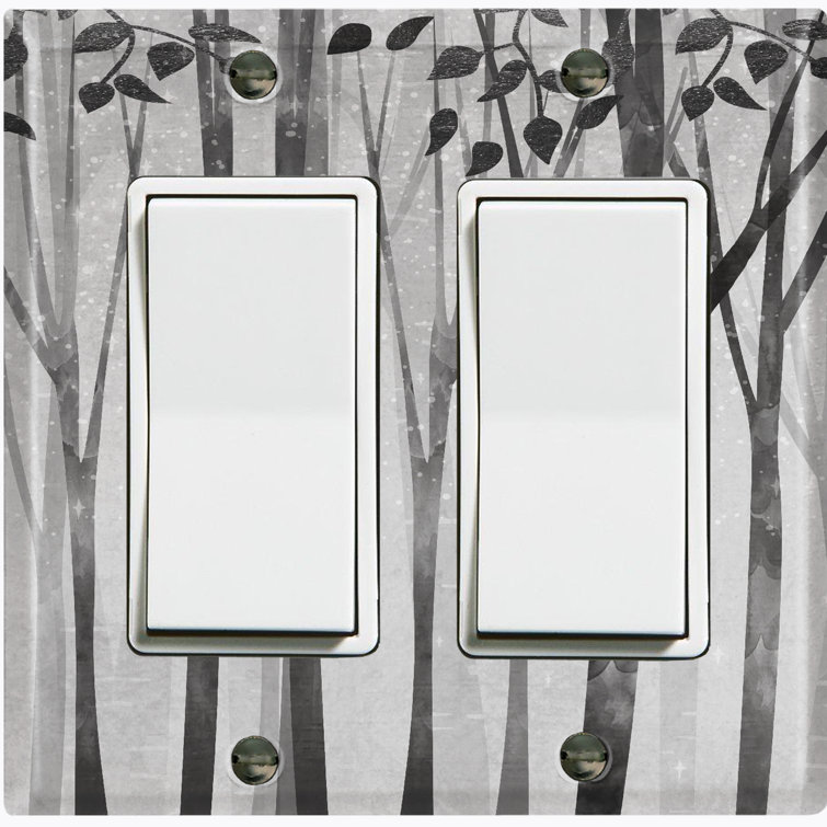 WorldAcc Metal Light Switch Plate Outlet Cover (Gray Forest Trees ...