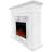  53-In. Electric Fireplace Mantel with Marble in White and Deep Log Insert with 5 Multicolor Flames