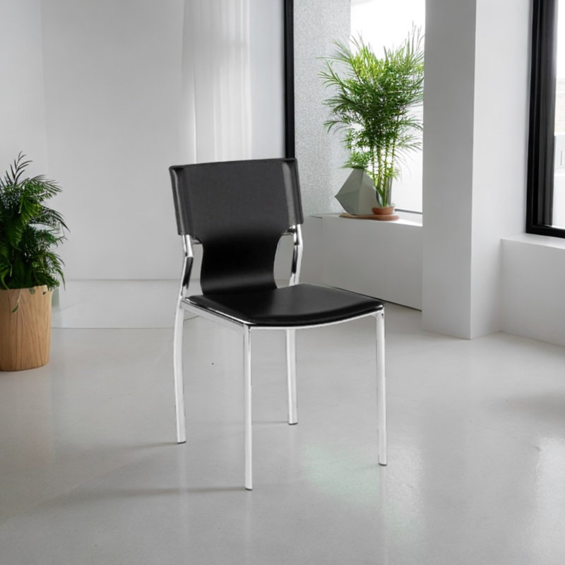 Chaise de salle à manger en cuir, Noir