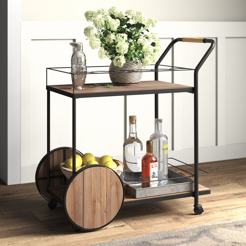 Chariot-bar en bois récupéré