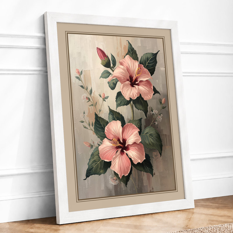 Hibiscus Study Botanical - Framed Print, A4 - 29.7 x 21.0 cm, White