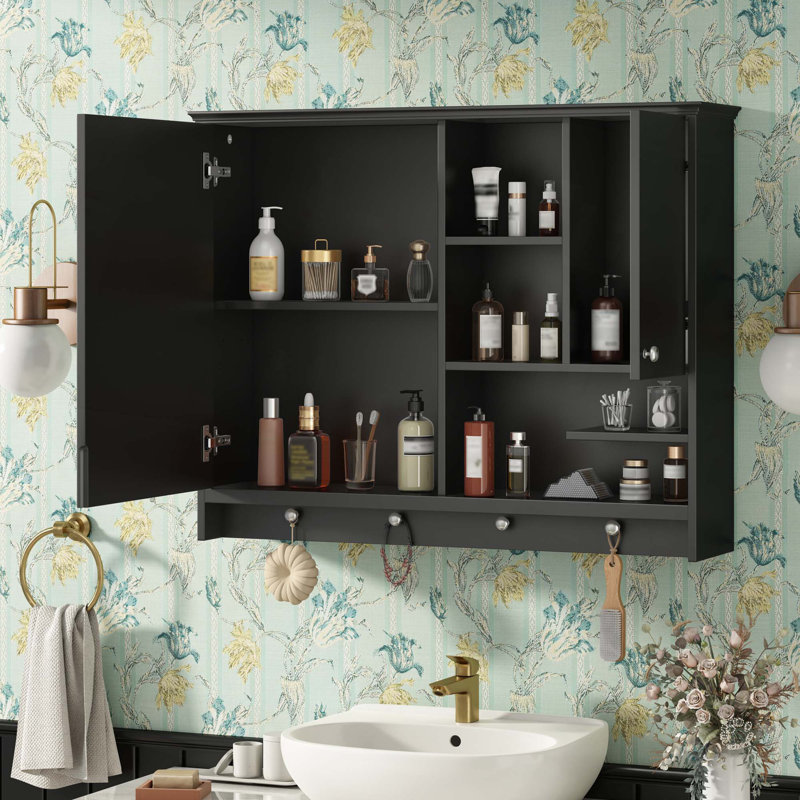 Armoire à pharmacie murale de 36 pouces, armoire de rangement pour salle de bain avec porte miroir et tablette ajustable, armoire à miroir pour salle de bain