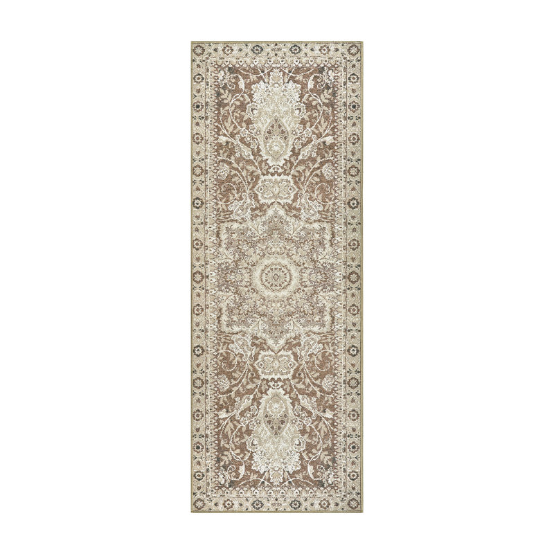 My Magic Carpet  Brown Washable Rug, Rectangle 2'6" x 7'
