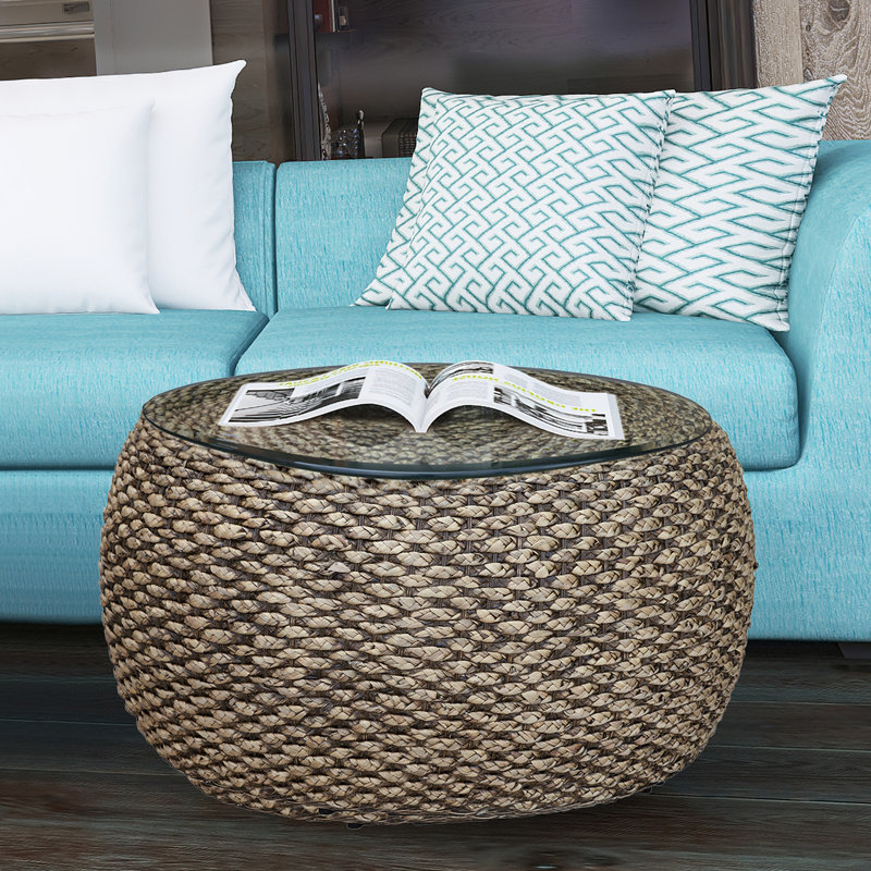 Onshuntay Round Seagrass Coffee Table, 19" H x 48" W x 48" L