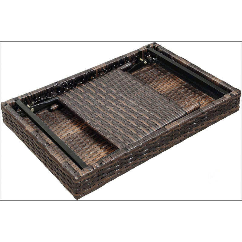 Portable Folding Wicker Table, Lightweight And Durable For Easy Storage And Outdoor Use, Brown