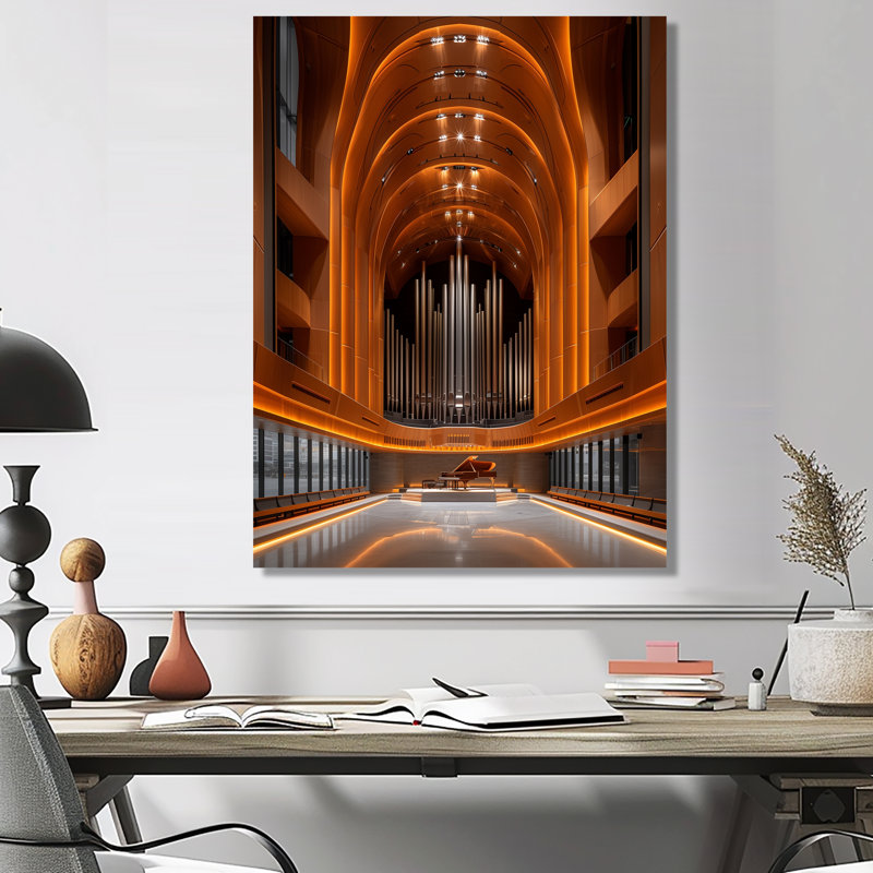 Reproduction d'art moderne orange symphonique, H 12 po x l 20 po, Cadre photo noir simple