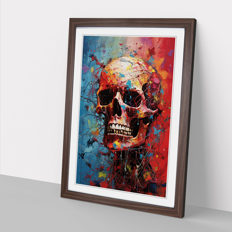Skeleton - Single Picture Frame Print on Wood, 64cm H x 46cm W, Walnut Framed