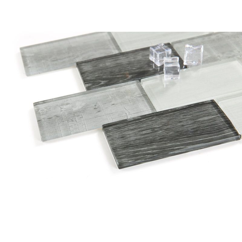 Carrelage mural gris brique en verre brillant 12 po x 12 po