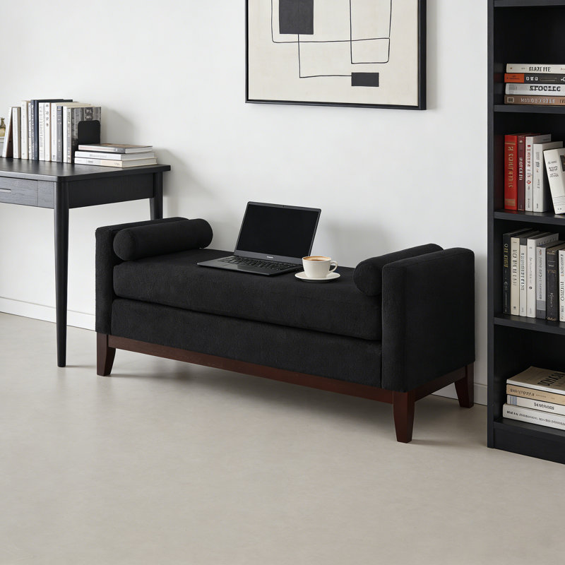 Grand banc de repose-pieds rembourré en tissu Boucle avec coussins - banc de fenêtre rembourré confortable pour le salon, banc d'entrée avec structure en bois massif, sièges confortables avec tissu bouclé doux de qualité supérieure, assemblage fac