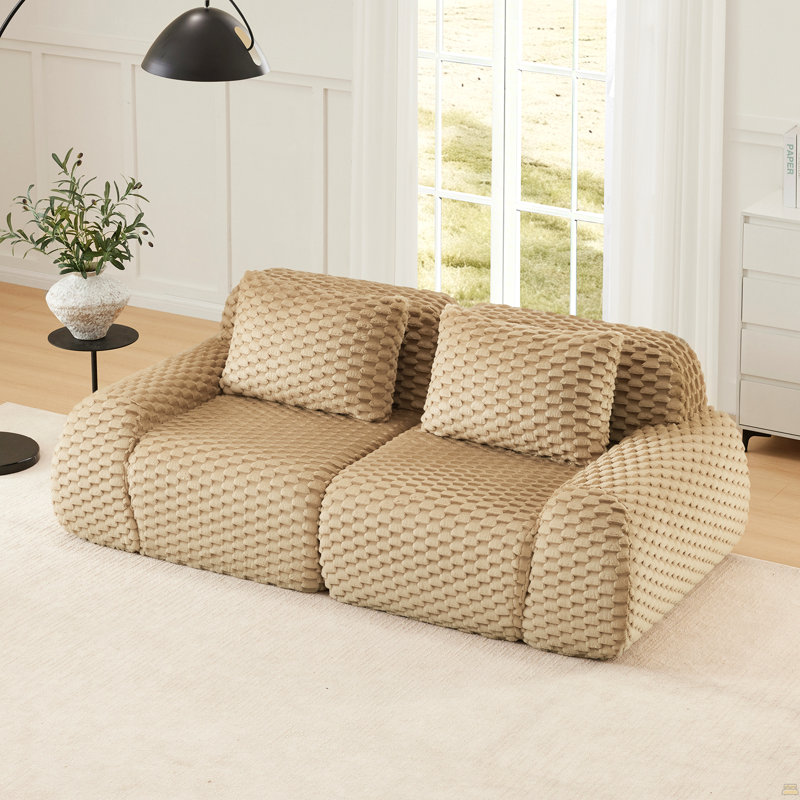 82" Modern Modular Sectional Sofa,Flannelette Fabric, Light Camel