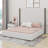Tall Headboard Upholstered Bed With Vertical Striped And Wingback Design