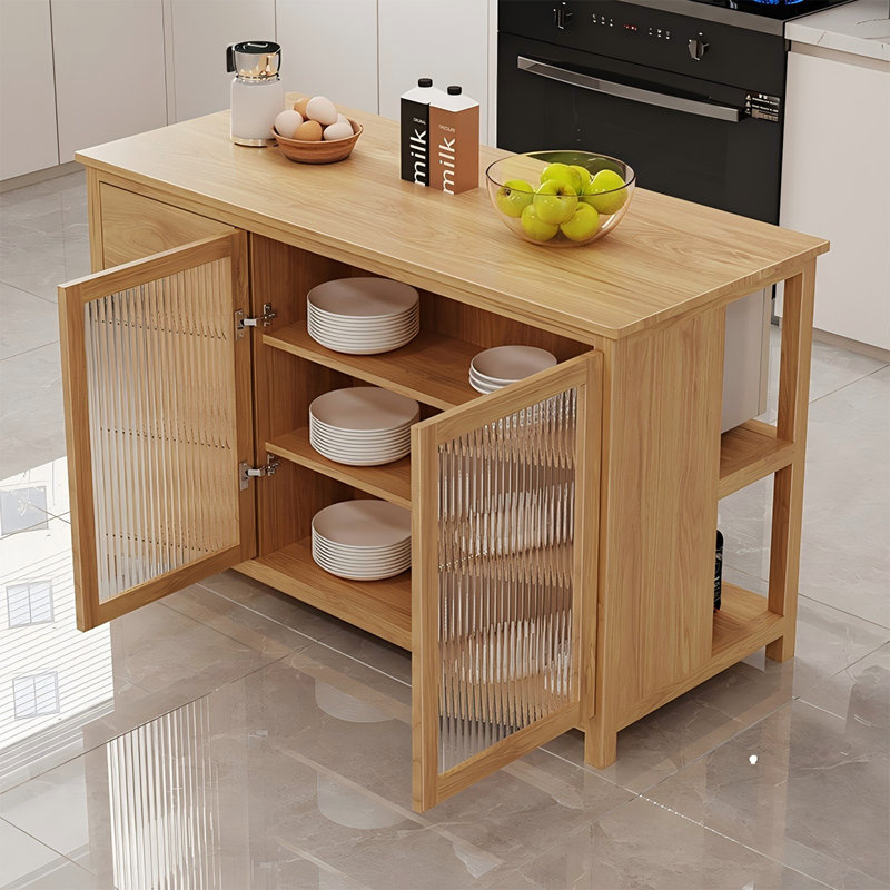 Comptoir d'îlot de cuisine rectangulaire en bois massif 55,12 po, H 31,5 po x l 55,12 po x P 23,62 po