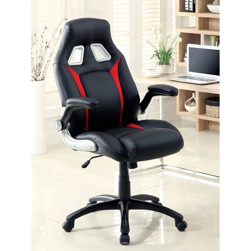 Chaise de bureau moderne et rembourrée à hauteur réglable pneumatique et pieds à roulettes