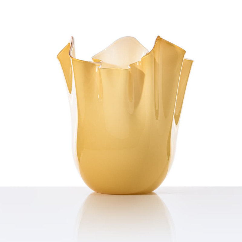Venini Fazzoletto Vase, 12.2" H x 9.06" W x 9.06" D, Gray